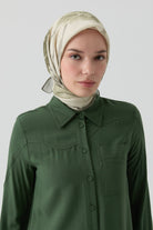 Robalı Kol Kesik Detaylı Tunik - Yeşil TUGBA
