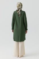 Robalı Kol Kesik Detaylı Tunik - Yeşil TUGBA