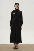 Büyük Beden Pili Detaylı Etek - Siyah TUGBA