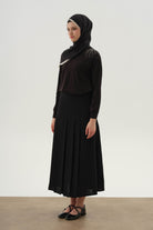 Büyük Beden Pili Detaylı Etek - Siyah TUGBA