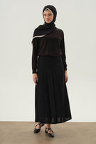 Büyük Beden Pili Detaylı Etek - Siyah TUGBA