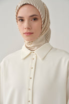 Yırtmaçlı Asimetrik Kesim Bluz - Ekru TUGBA