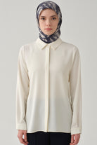 Basic Gizli Patlı Gömlek - Ekru TUGBA