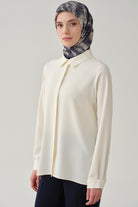 Basic Gizli Patlı Gömlek - Ekru TUGBA