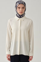 Basic Gizli Patlı Gömlek - Ekru TUGBA
