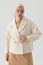 Kruvaze Mini Ceket - Ekru TUGBA