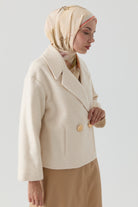 Kruvaze Mini Ceket - Ekru TUGBA