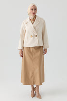 Kruvaze Mini Ceket - Ekru TUGBA