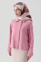 Kol Düğmeli Mini Keçe Ceket - Pembe TUGBA