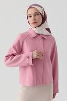 Kol Düğmeli Mini Keçe Ceket - Pembe TUGBA
