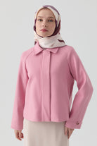 Kol Düğmeli Mini Keçe Ceket - Pembe TUGBA