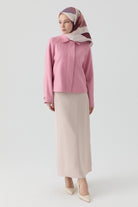 Kol Düğmeli Mini Keçe Ceket - Pembe TUGBA