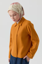 Kol Düğmeli Mini Keçe Ceket - Hardal TUGBA