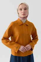 Kol Düğmeli Mini Keçe Ceket - Hardal TUGBA