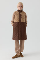 Peluş Garnili Kapitone Yelek - Kahve TUGBA