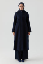 Rüzgarlık Detaylı Patlı Kaban - Lacivert TUGBA