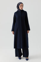 Rüzgarlık Detaylı Patlı Kaban - Lacivert TUGBA