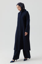 Rüzgarlık Detaylı Patlı Kaban - Lacivert TUGBA