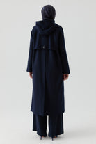 Rüzgarlık Detaylı Patlı Kaban - Lacivert TUGBA