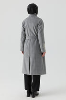 Kollar Nakış Detaylı Kaban - Gri TUGBA