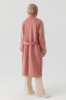 Kollar Nakış Detaylı Kaban - Pudra TUGBA