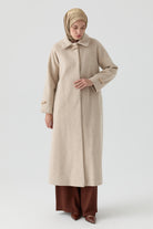 Çoban Düğme Detaylı Manto - Bej TUGBA