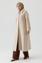 Çoban Düğme Detaylı Manto - Bej TUGBA