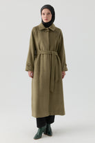 Çoban Düğme Detaylı Manto - Haki TUGBA