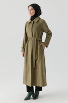 Çoban Düğme Detaylı Manto - Haki TUGBA