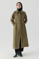 Çoban Düğme Detaylı Manto - Haki TUGBA