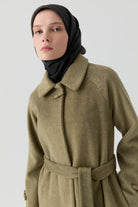 Çoban Düğme Detaylı Manto - Haki TUGBA
