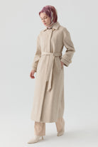 Kol Bant Detaylı Manto - Bej TUGBA
