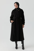 Kol Bant Detaylı Manto - Siyah TUGBA