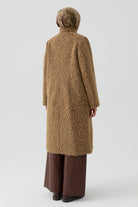 Dik Yaka Çoban Düğmeli Kaban - Kahve TUGBA