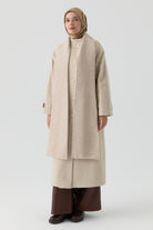 Seyyar Atkılı Kruvaze Kaban - Bej TUGBA