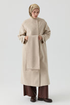 Seyyar Atkılı Kruvaze Kaban - Bej TUGBA