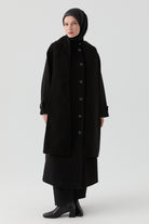 Seyyar Atkılı Kruvaze Kaban - Siyah TUGBA