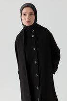 Seyyar Atkılı Kruvaze Kaban - Siyah TUGBA