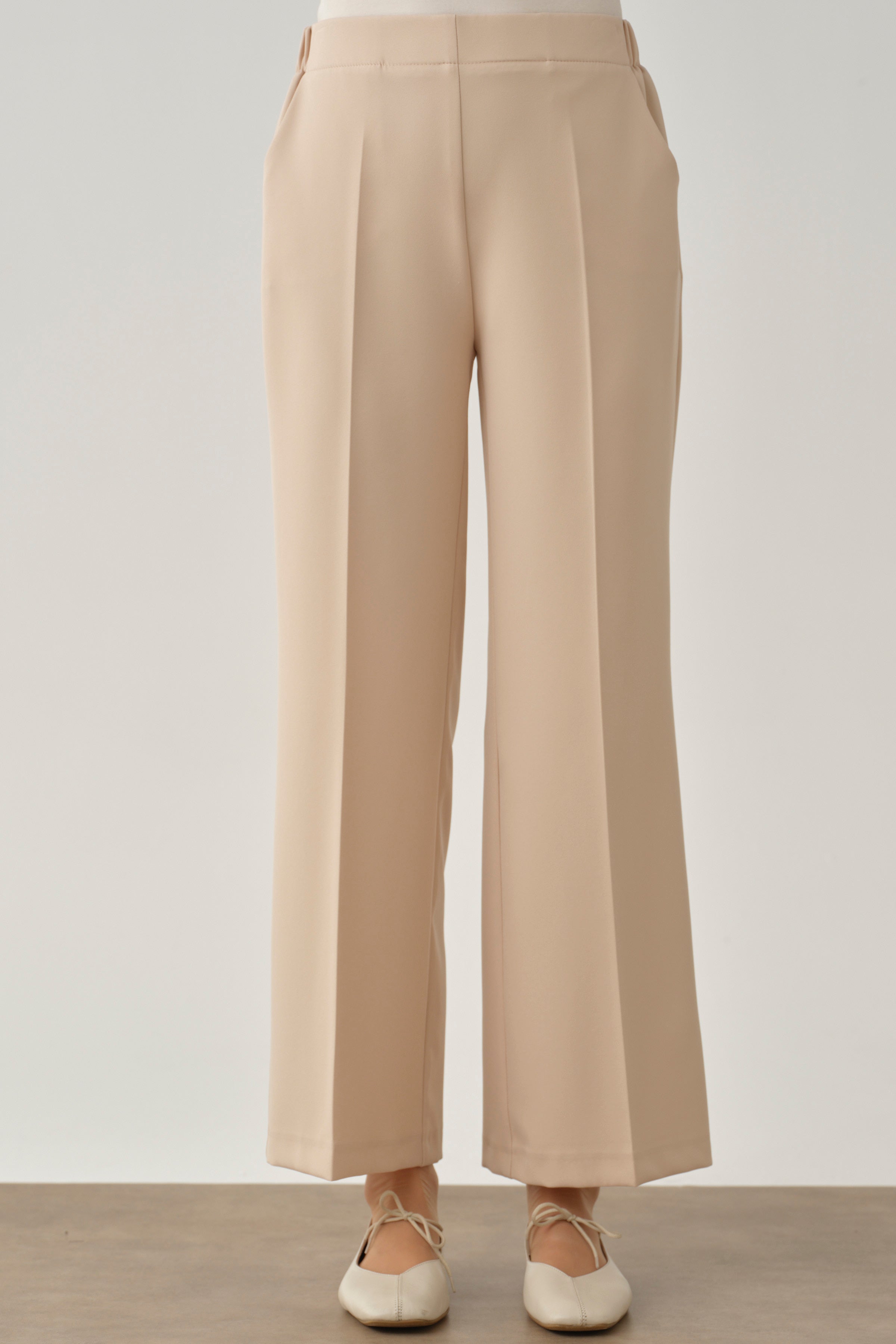 Beli Lastikli Culotte Pantolon - Bej TUGBA