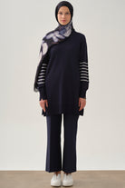 Beli Lastikli Culotte Pantolon - Lacivert TUGBA