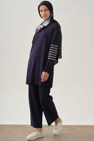 Beli Lastikli Culotte Pantolon - Lacivert TUGBA