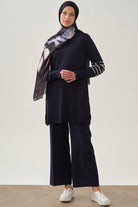 Beli Lastikli Culotte Pantolon - Lacivert TUGBA