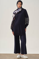 Beli Lastikli Culotte Pantolon - Lacivert TUGBA