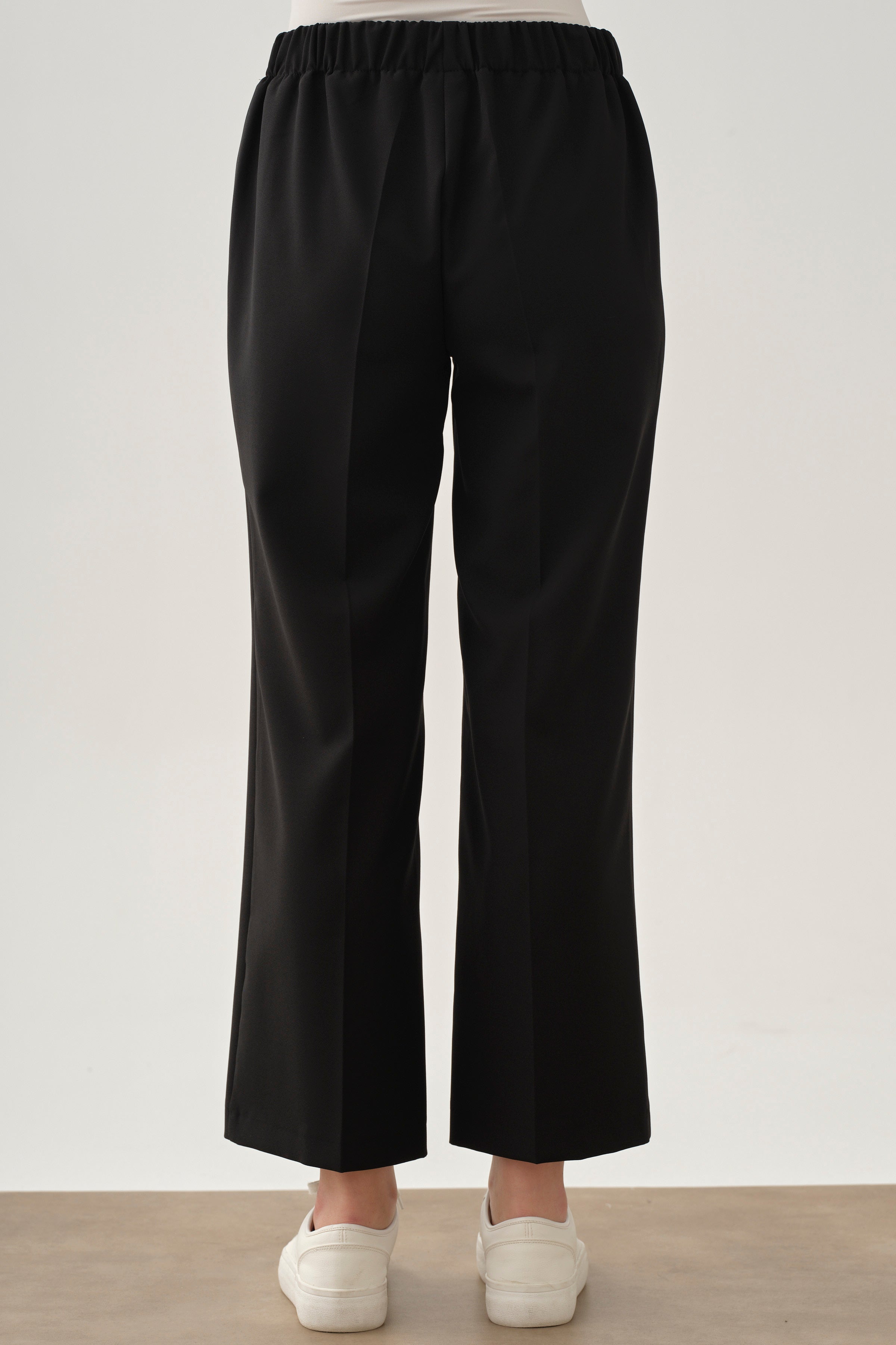 Beli Lastikli Culotte Pantolon - Siyah TUGBA