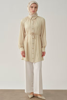 Beli Lastikli Culotte Pantolon - Ekru TUGBA