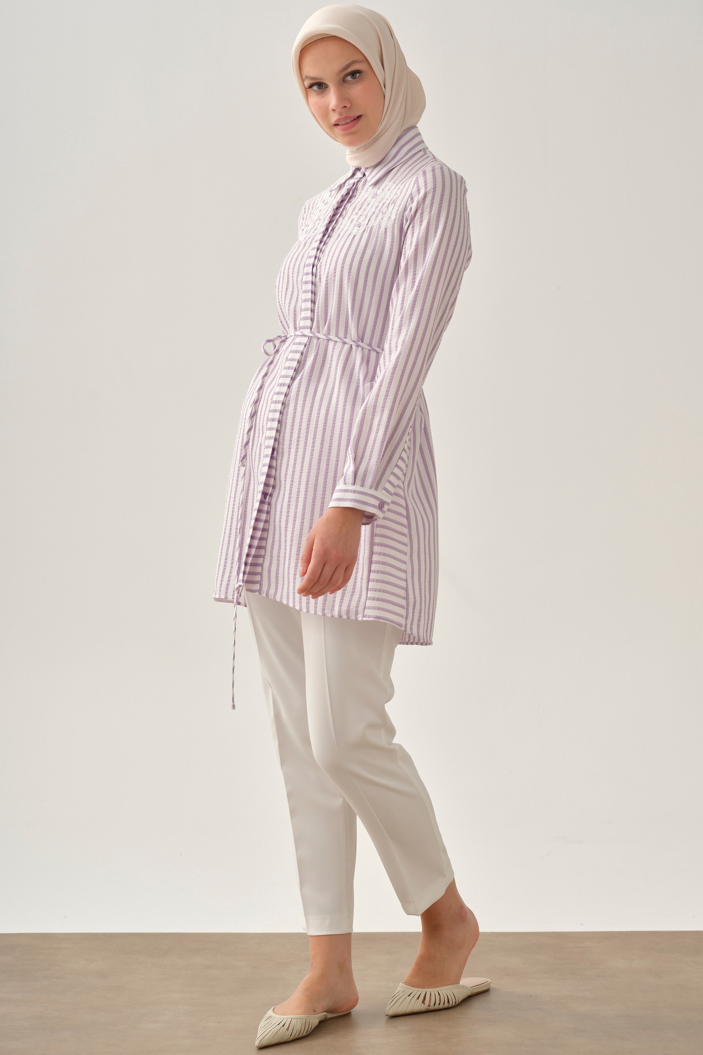 Bel Lastikli Havuç Pantolon - Ekru TUGBA