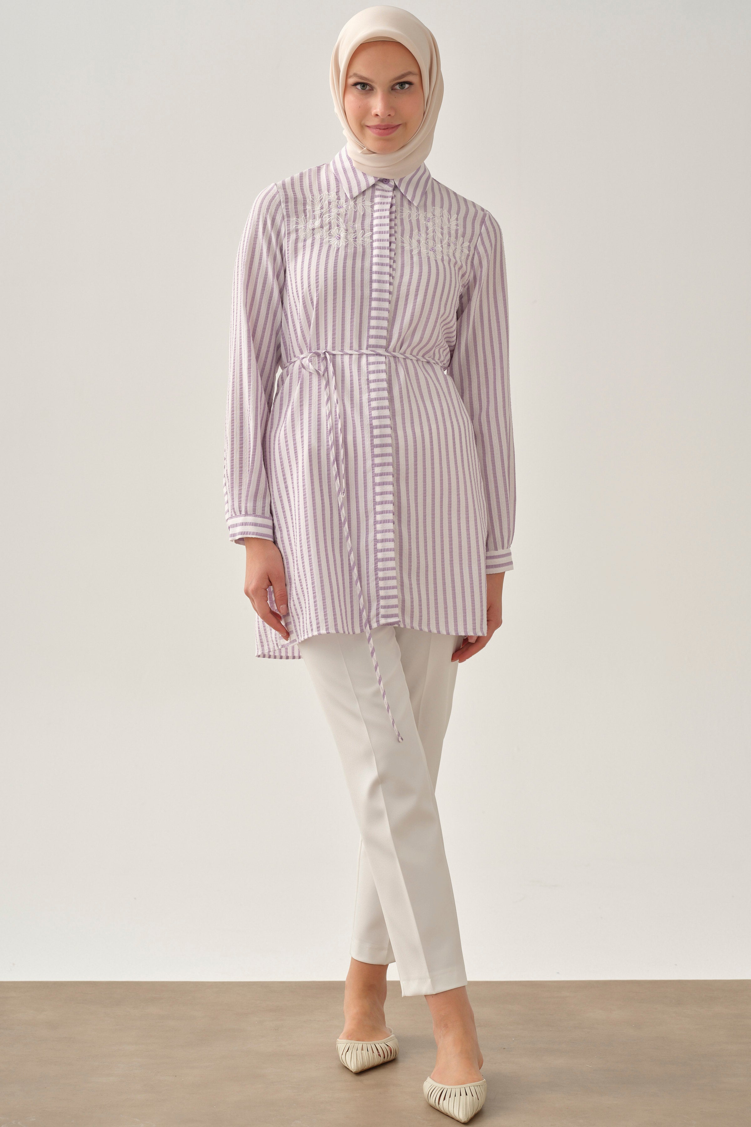 Bel Lastikli Havuç Pantolon - Ekru TUGBA