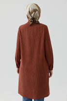 Aplike Lazer Nakış Detaylı Tunik - Taba TUGBA