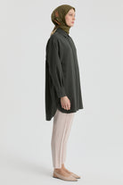 Bel Lastikli Dar Paça Pantolon - Bej TUGBA