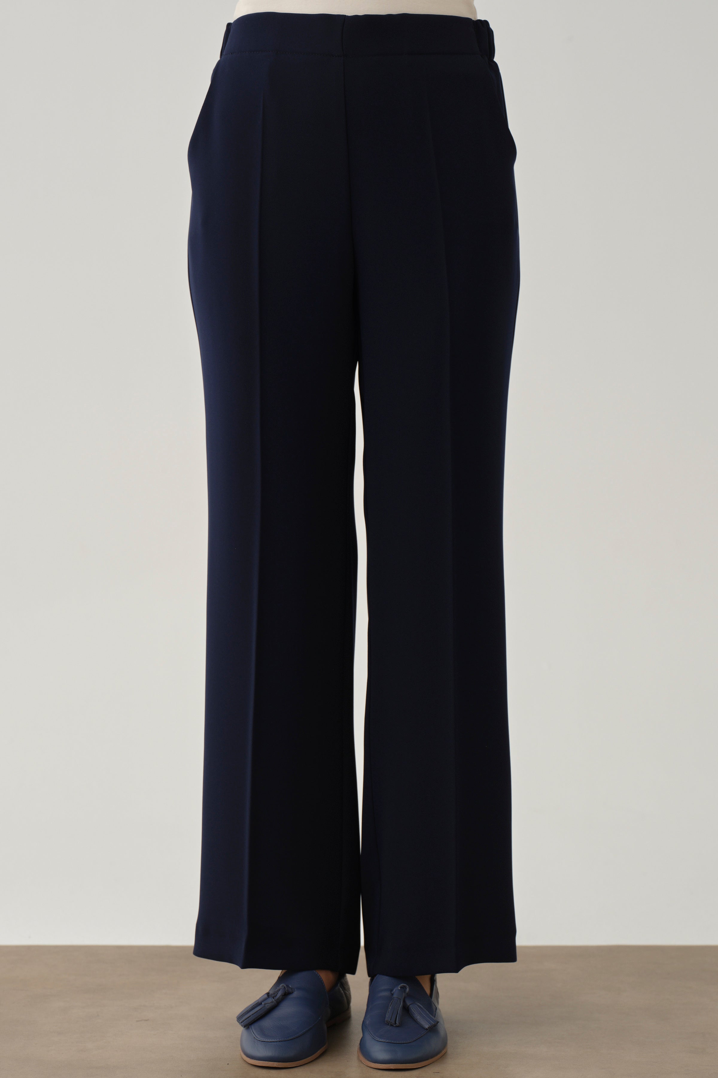 Beli Lastikli Culotte Pantolon - Lacivert TUGBA